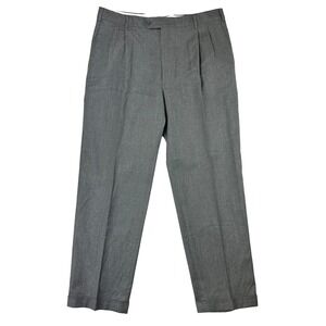 Enzo Mantovani Dress Pants 36x32 Gray Pleated Regular Fit Wool‎ Cashmere Italy